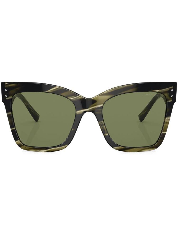 Giorgio Armani logo-print square-frame sunglasses - Green Cover