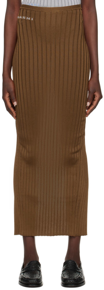 Marni Brown Ribbed Maxi Skirt Cover