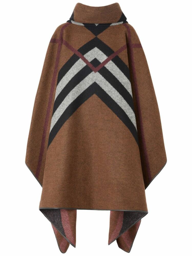 Burberry Chevron Check-jacquard cashmere poncho - Brown Cover