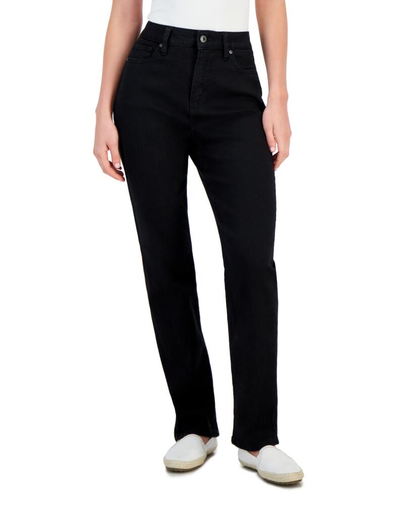 Style & Co Women's High Rise Straight-Leg Jeans, Regular, Short and Long Lengths, Created for Macy's - Deep Black Cover