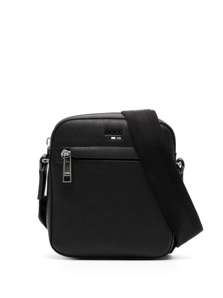 BOSS logo-debossed messenger bag - Black Cover