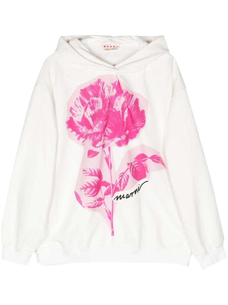 Marni Collage Flowers cotton hoodie - White Cover