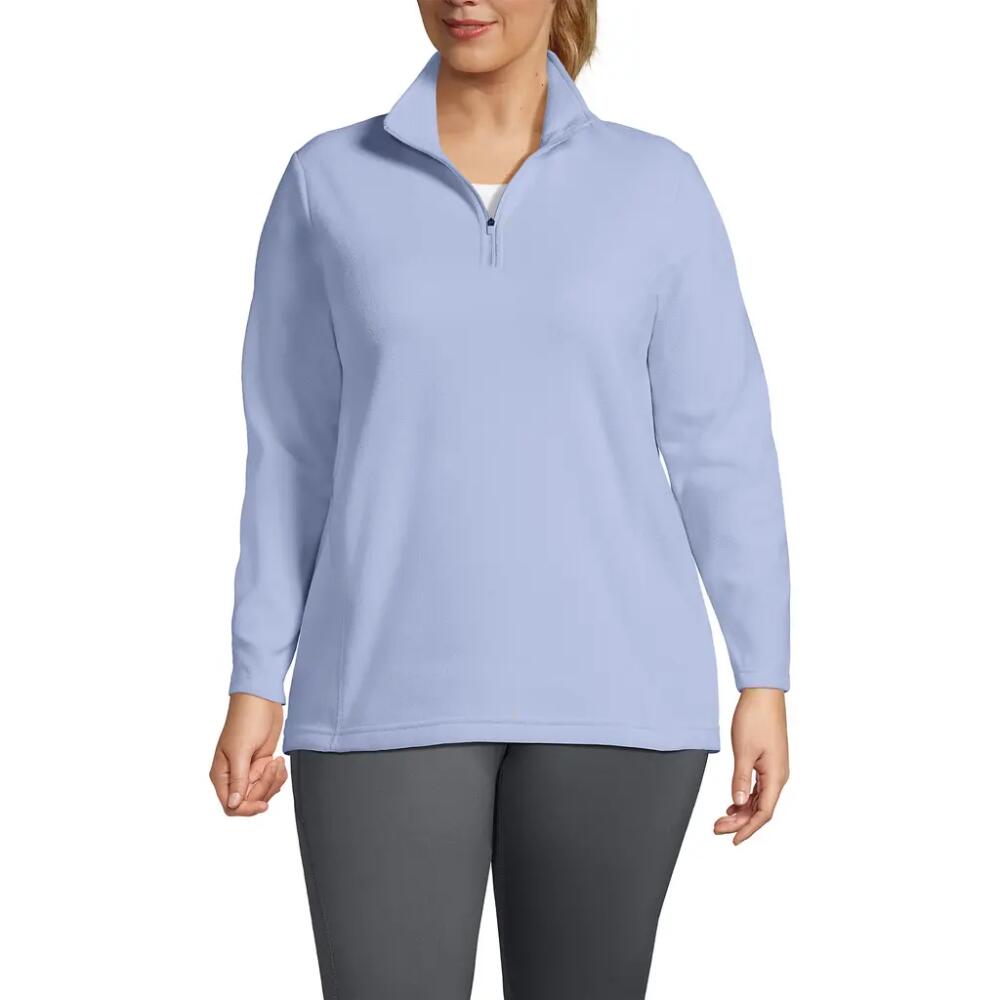 Lands' End Plus Size Anyweather Fleece Quarter Zip Pullover in Soft Periwinkle Cover