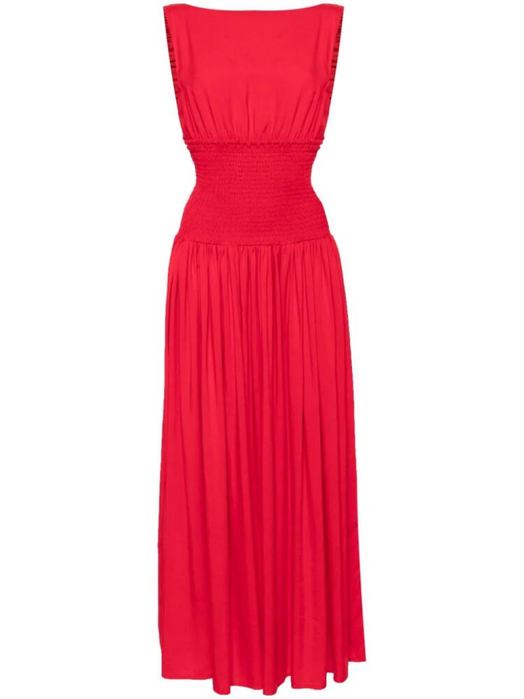 Bambah Red Ruched Backless Dress Cover