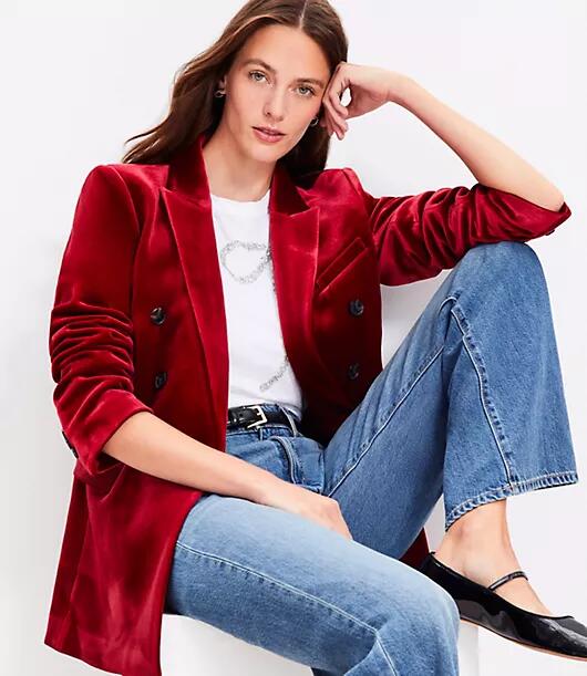 Loft Velvet Double Breasted Blazer Cover