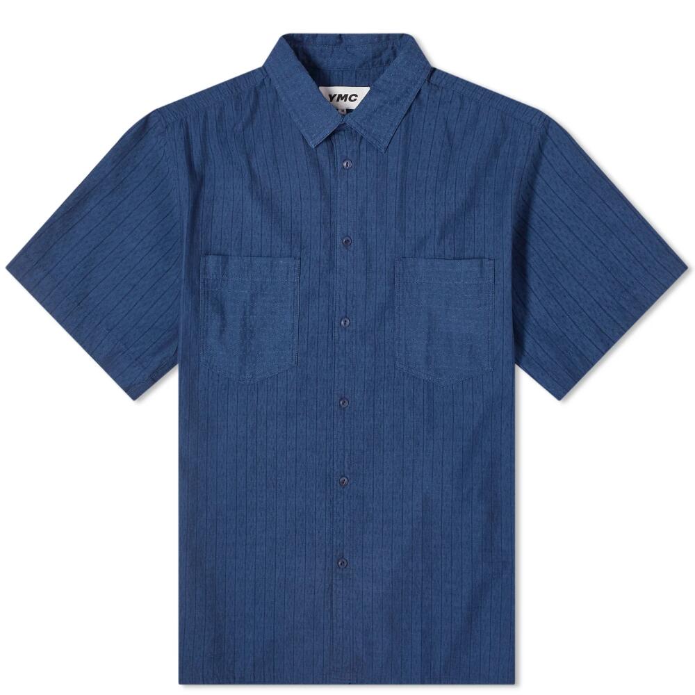 YMC Men's Mitchum Short Sleeve Shirt in Indigo Cover