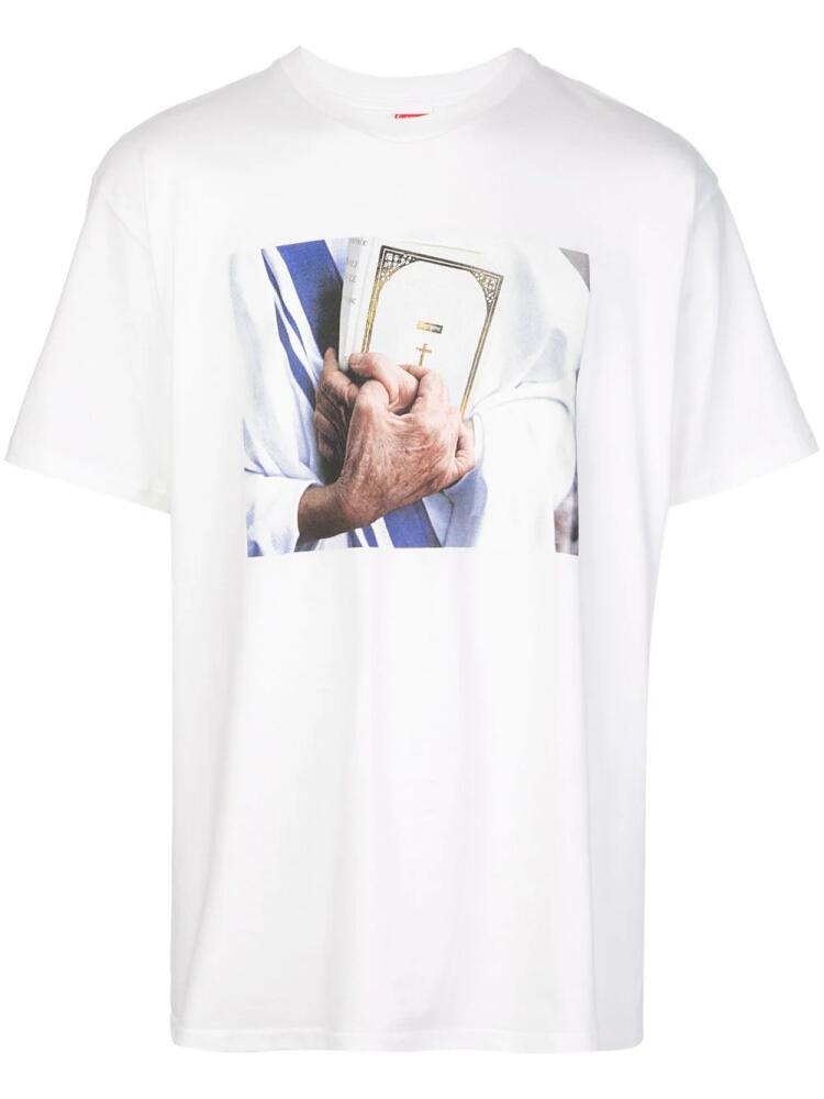 Supreme Bible-print crew neck T-shirt - White Cover