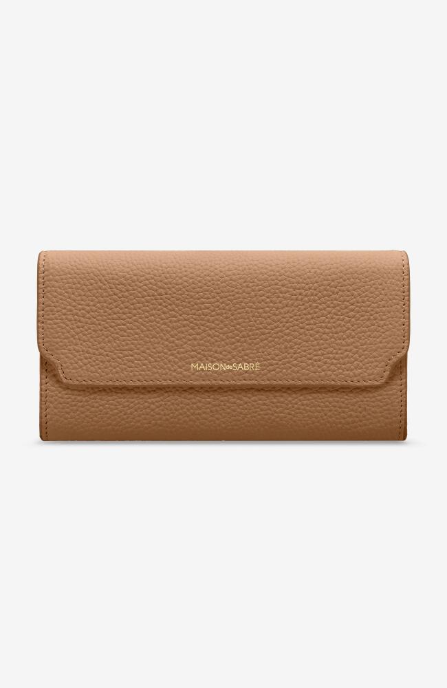 MAISON de SABRÉ Long Leather Flap Wallet in Sandstone Lily Cover