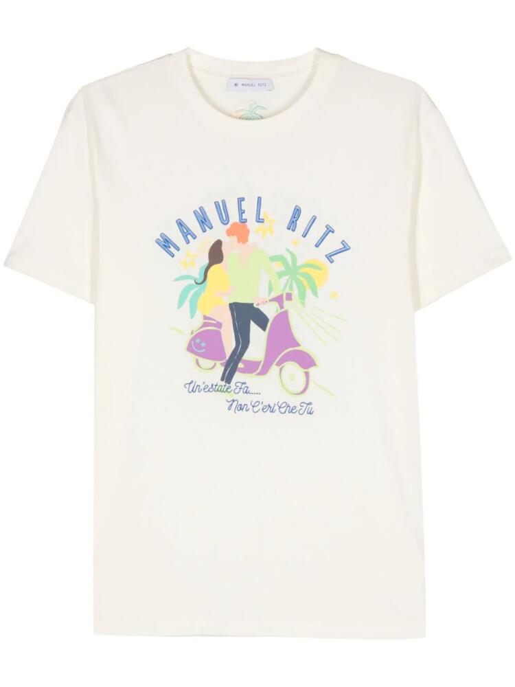 Manuel Ritz logo-print cotton T-shirt - White Cover