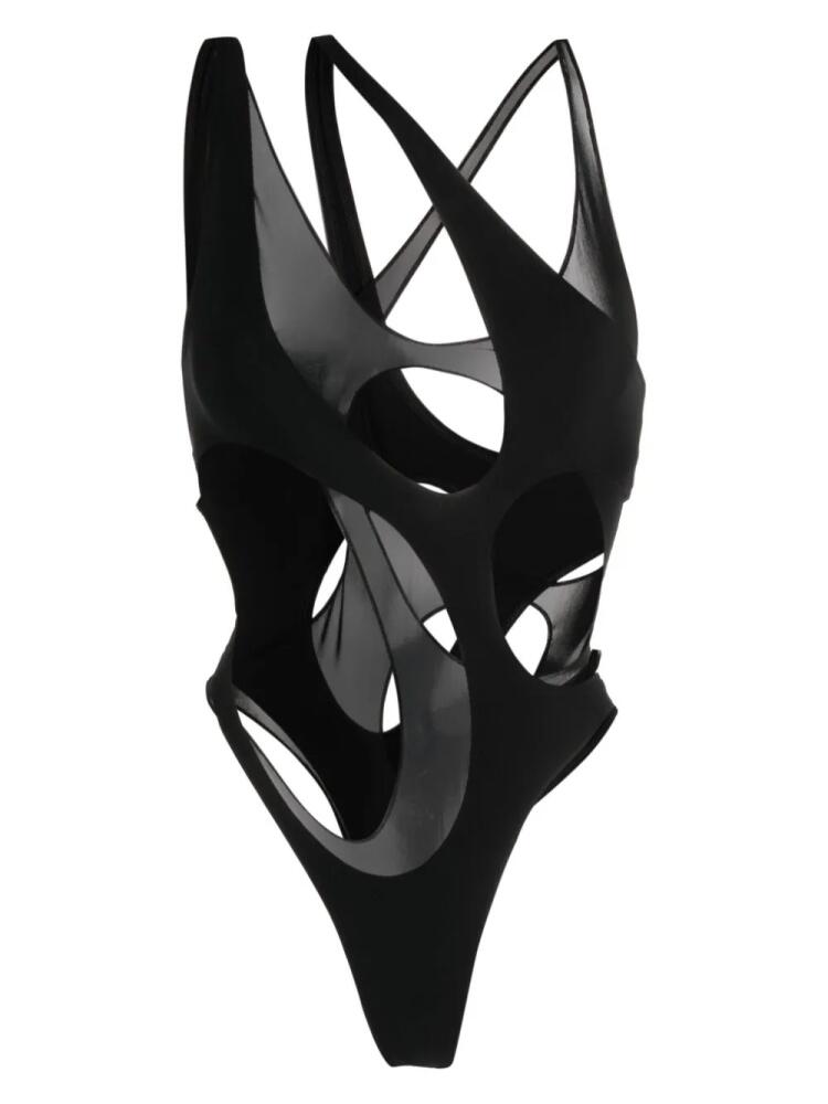 Mugler cut-out detail thong swimsuit - Black Cover