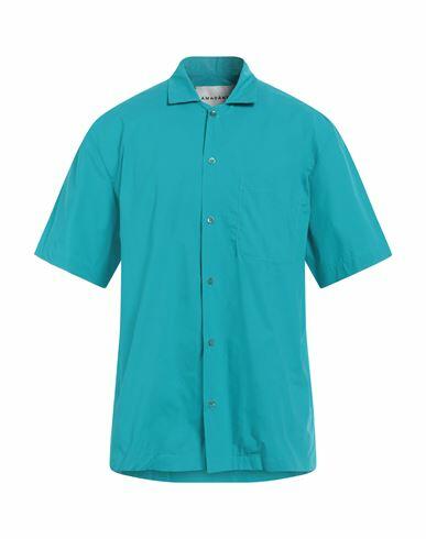 Amaranto Man Shirt Turquoise Cotton Cover