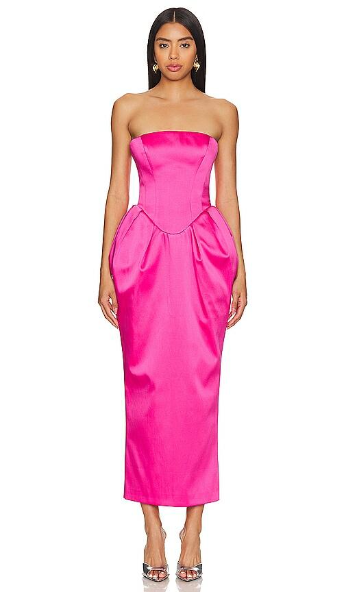 RASARIO Voluminous Midi Dress in Pink Cover