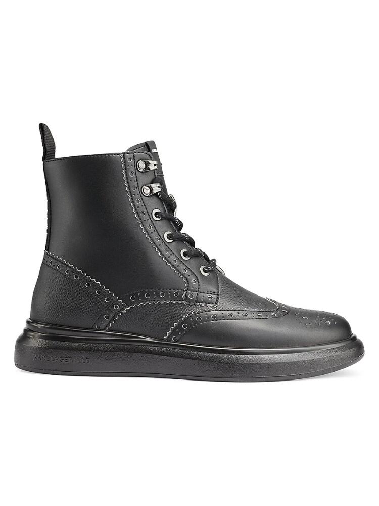 Karl Lagerfeld Paris Men's Wingtip Leather Boots - Black Cover