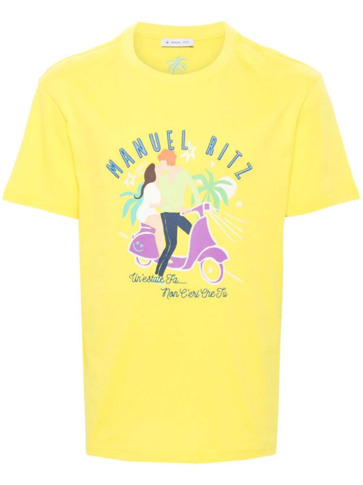 Manuel Ritz logo-print cotton T-shirt - Yellow Cover