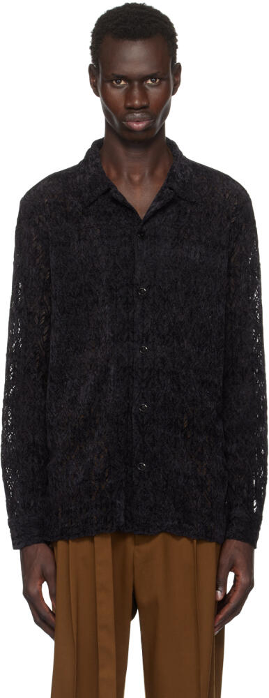 CMMN SWDN Black Rani Velvet Lace Shirt Cover