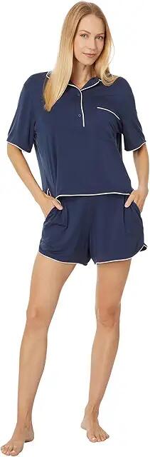 Tommy John Short Sleeve Top And Short Pajama Set (Blue) Women's Pajama Sets Cover