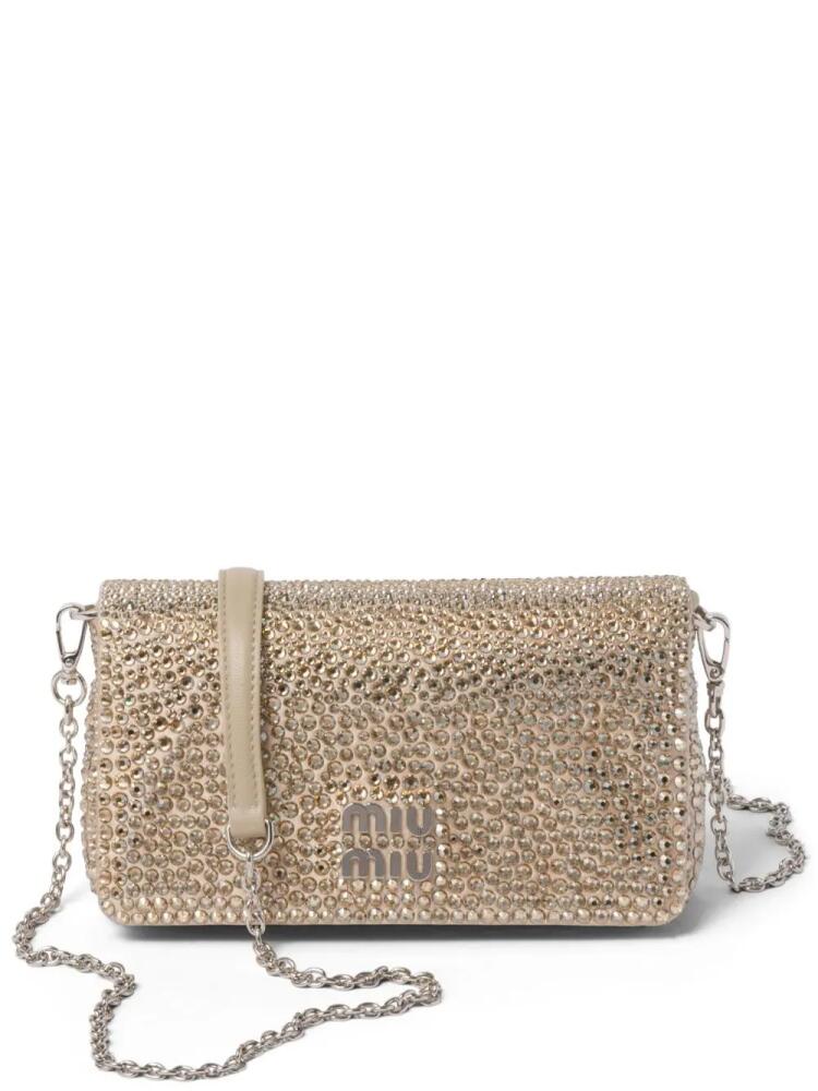 Miu Miu mini crystal-embellished shoulder bag - Neutrals Cover