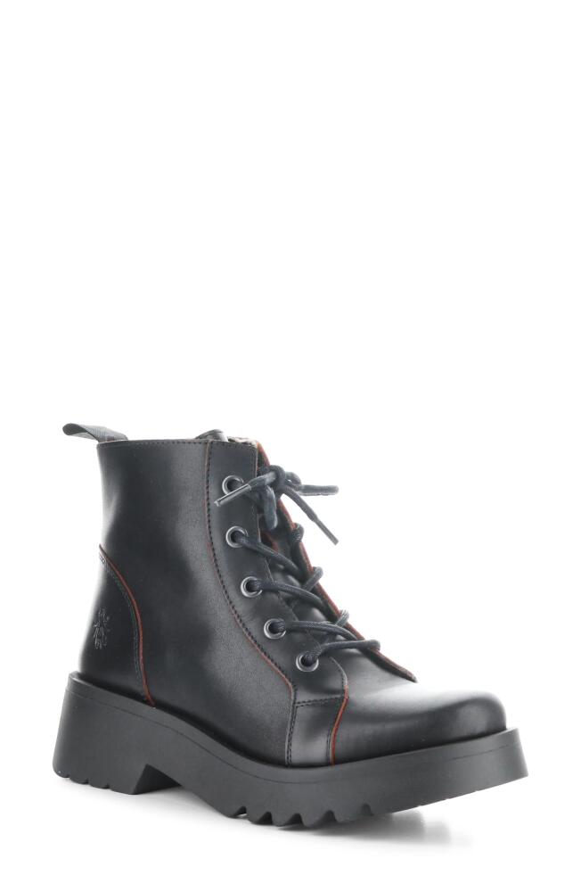 Fly London Metz Combat Boot in Black/Red Java Cover