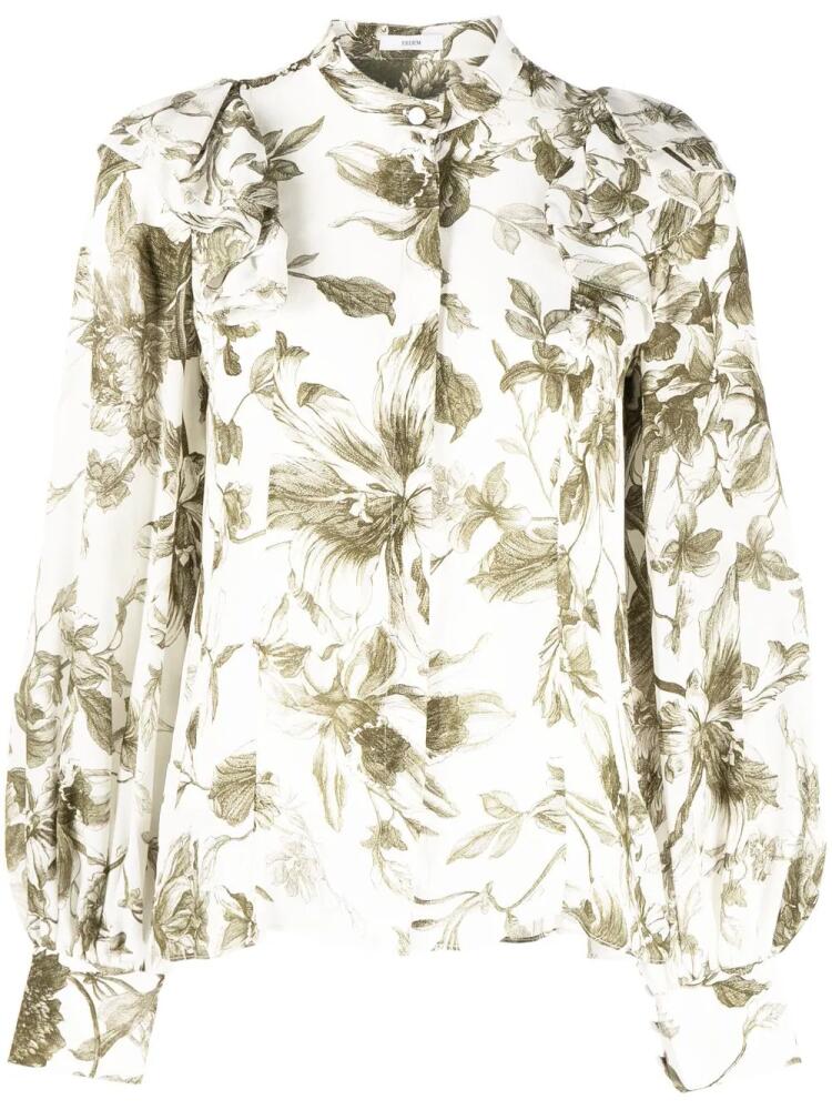 ERDEM floral-print bishop-sleeve blouse - White Cover