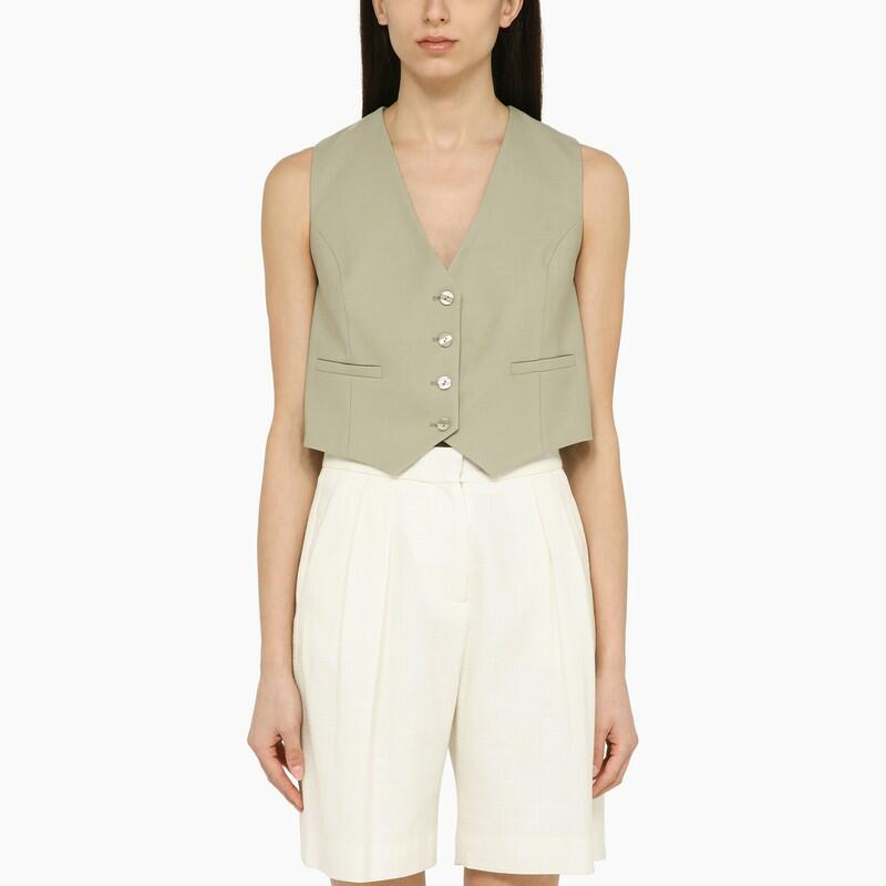 Federica Tosi Sage green wool-blend waistcoat Cover