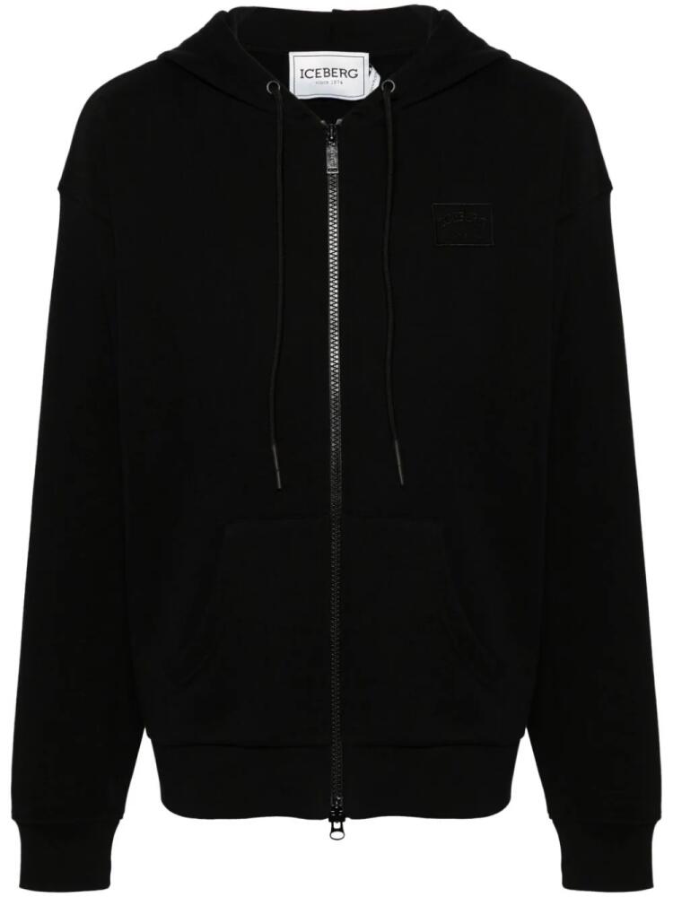 Iceberg logo-patch hoodie - Black Cover