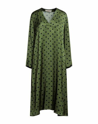 Jucca Woman Midi dress Military green Viscose Cover