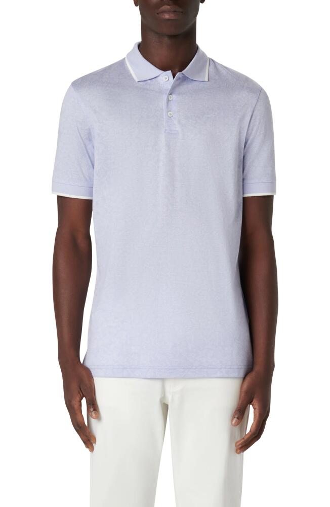 Bugatchi Floral Cotton & Linen Jacquard Polo in Lavender Cover