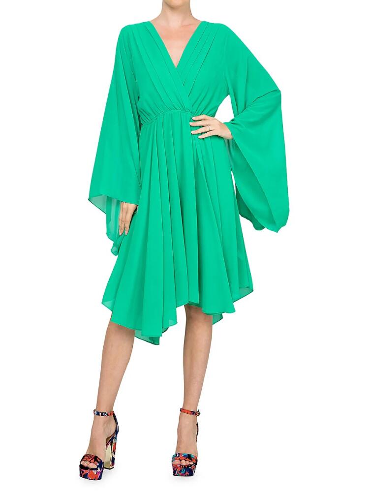 MEGHAN LA Women's Sunset Ruffle Asymmetric Dress - Emerald Cover