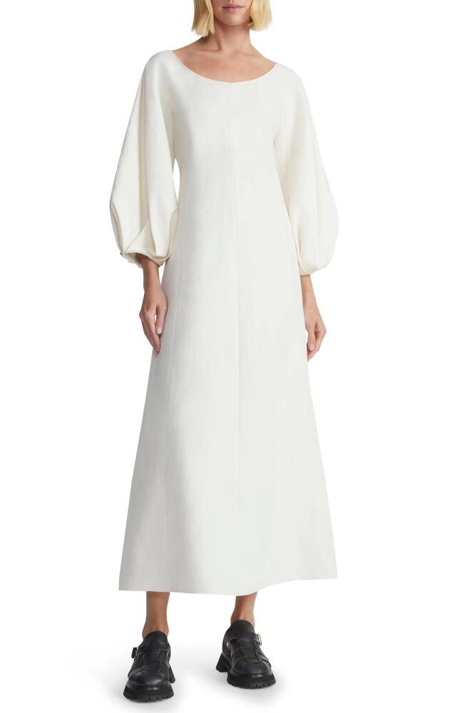 Lafayette 148 New York Lantern Sleeve Silk & Linen Dress in Alabaster Cover