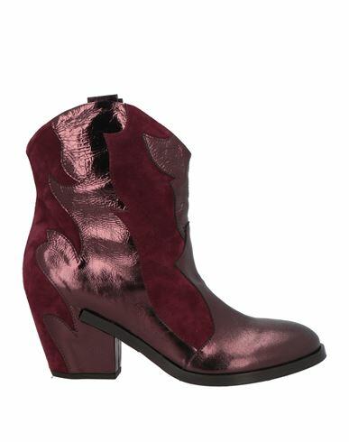 Del Carlo Woman Ankle boots Burgundy Leather Cover