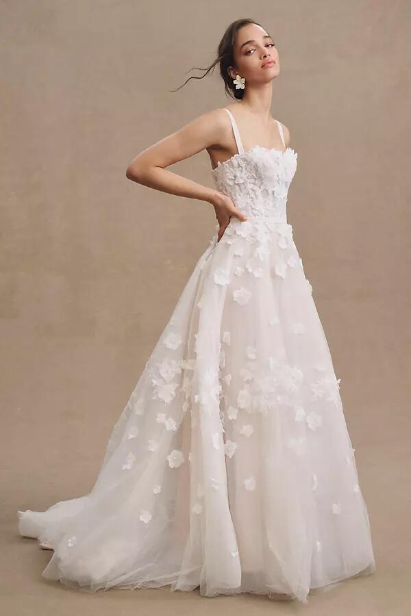 Willowby by Watters Abigail Square-Neck A-Line Appliqué Wedding Gown Cover