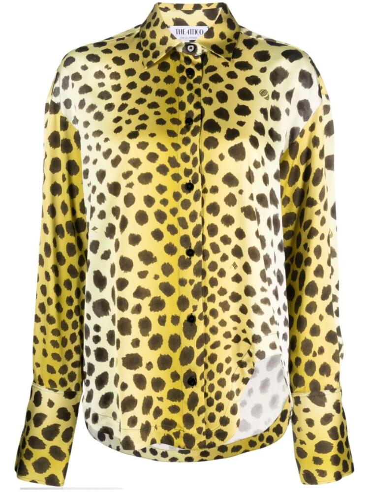 The Attico cheetah-print long-sleeve shirt - Yellow Cover