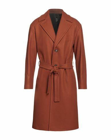 Hevò Man Coat Rust Virgin Wool, Polyamide Cover