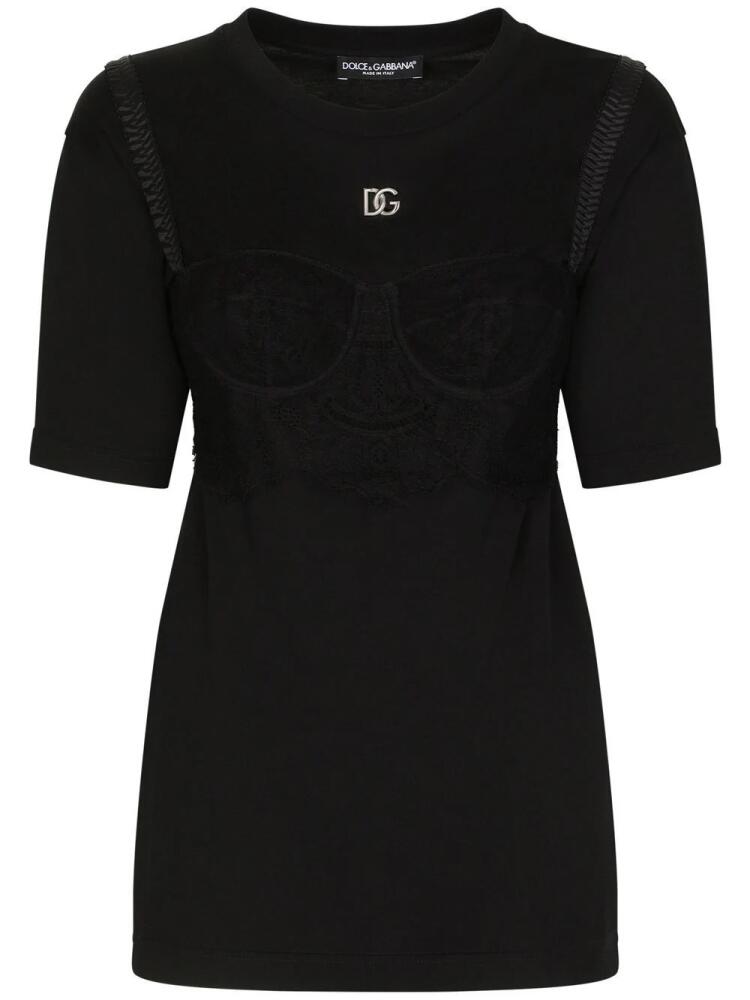 Dolce & Gabbana bralette-detailed short sleeved T-shirt - Black Cover