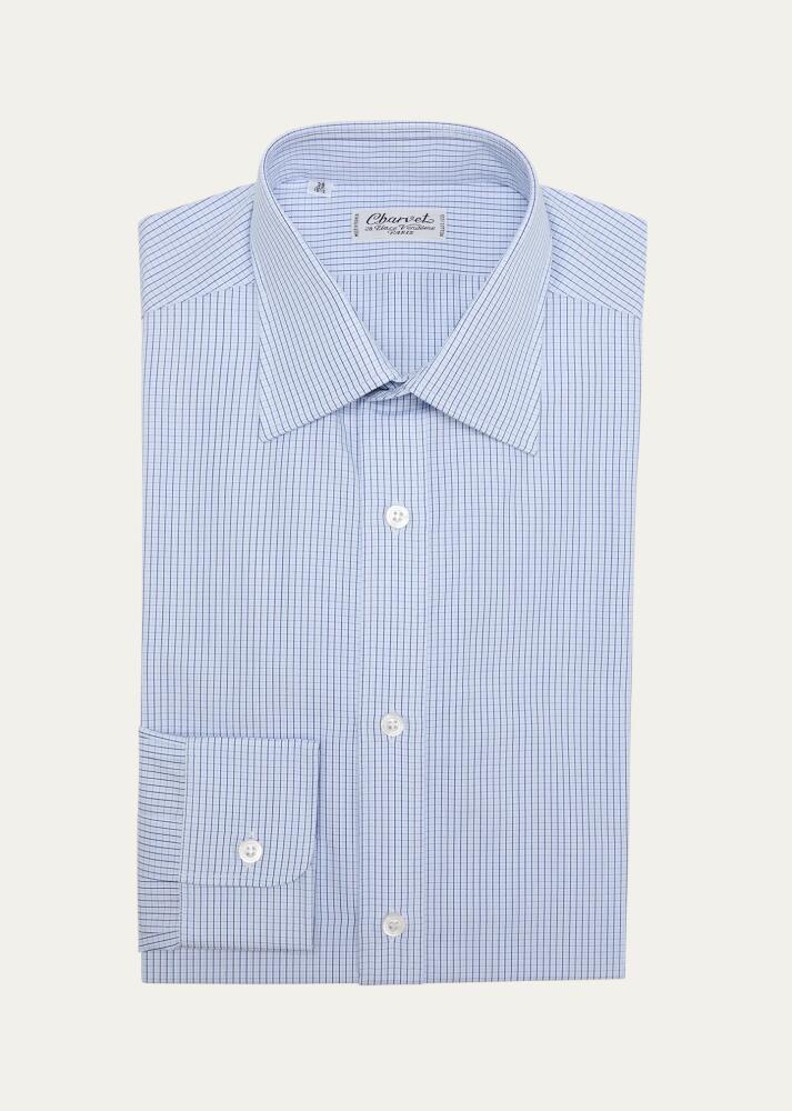 Charvet Men's Cotton Mini-Check Dress Shirt Cover