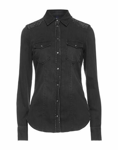 Liu ·jo Woman Denim shirt Black Cotton, Elastane Cover