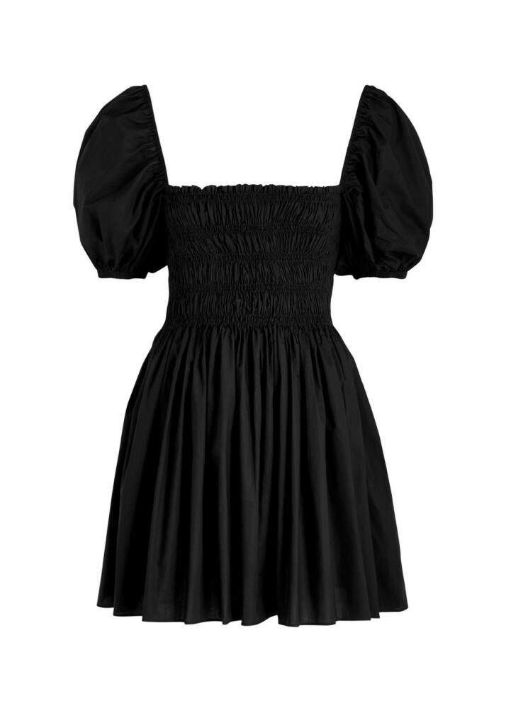 Matteau Smocked Cotton Mini Dress - Black Cover