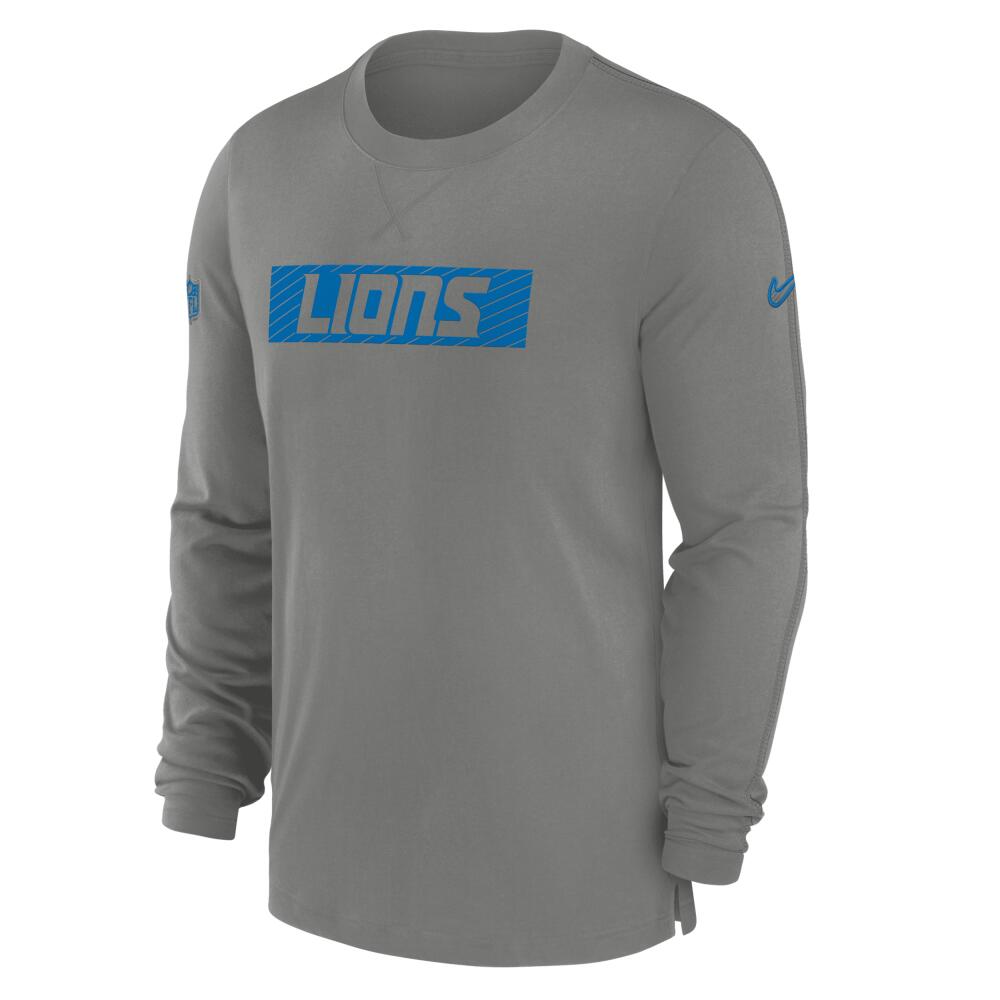 Detroit Lions Sideline Player Team Issue Men's Nike Men's Dri-FIT Long-Sleeve Top in Grey Cover