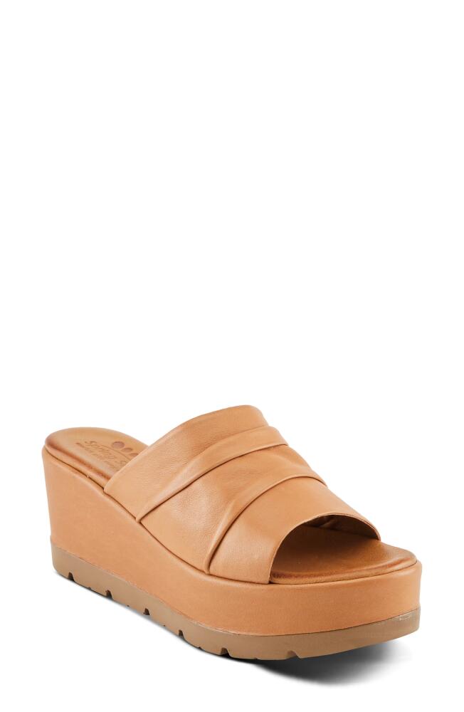 Spring Step Allerton Platform Wedge Slide Sandal in Camel Cover