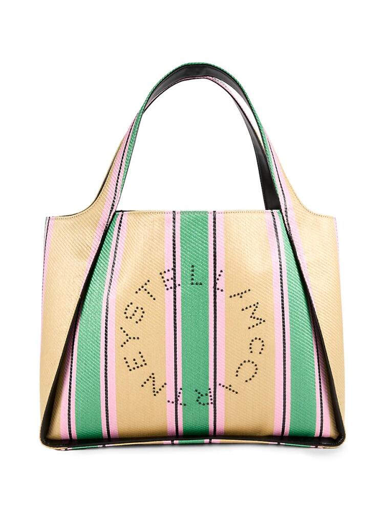 Stella McCartney Women's Striped Logo Tote - Green Multi Cover