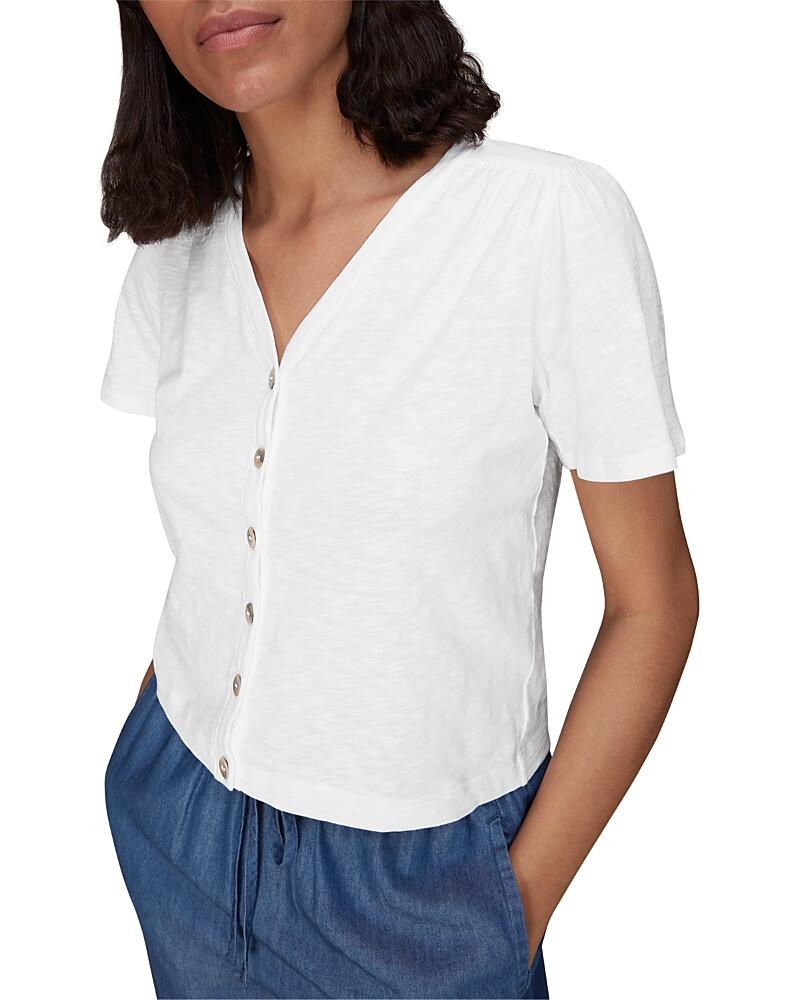 Whistles Maeve V Neck Button Front Tee Cover