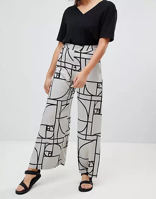 Weekday wide leg pants in deco print-Multi Cover