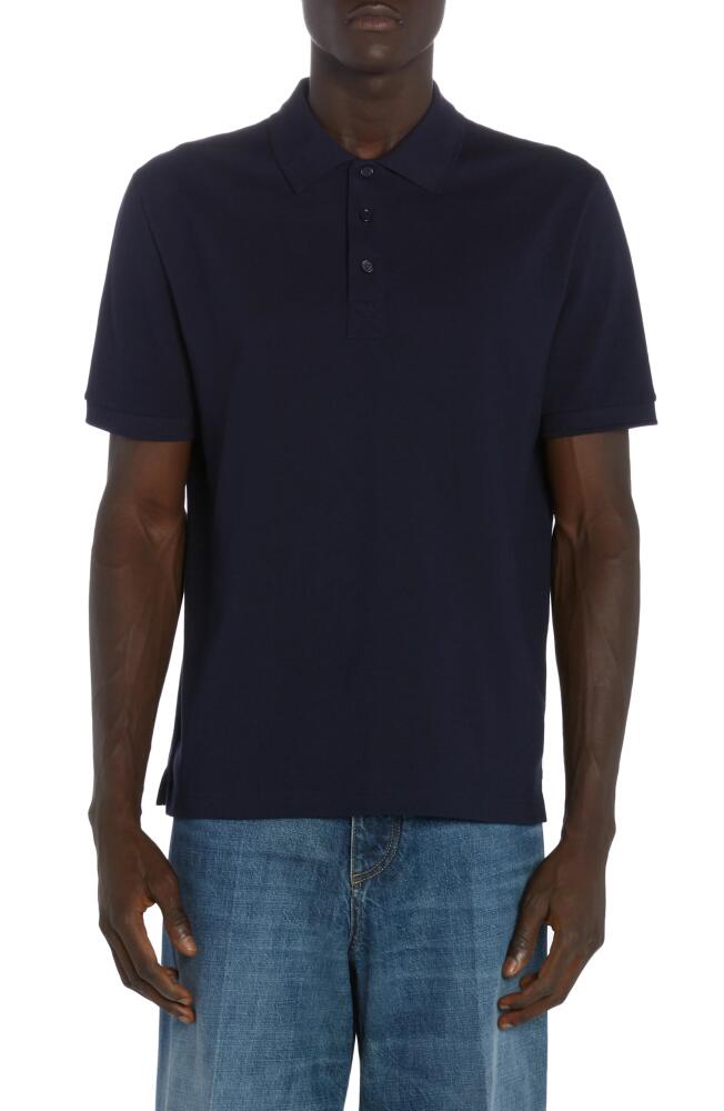 Bottega Veneta Solid Cotton Polo in Navy Cover