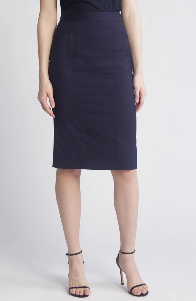 BOSS Vanorda Virgin Wool Pencil Skirt in Sky Captain Cover