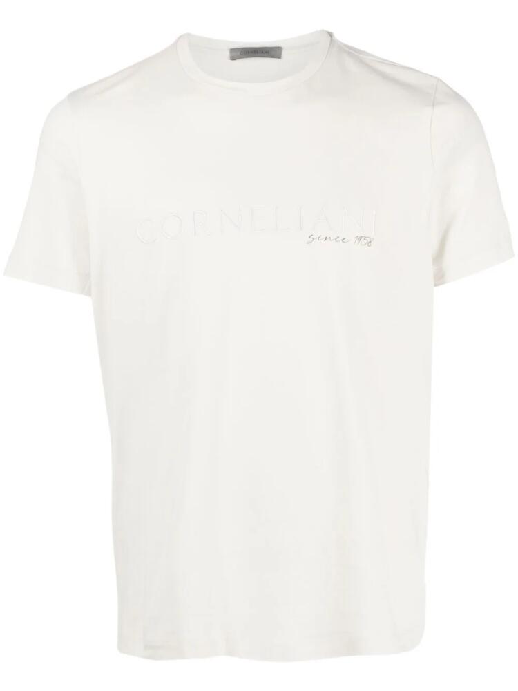 Corneliani logo-embroidered crew-neck T-shirt - Neutrals Cover