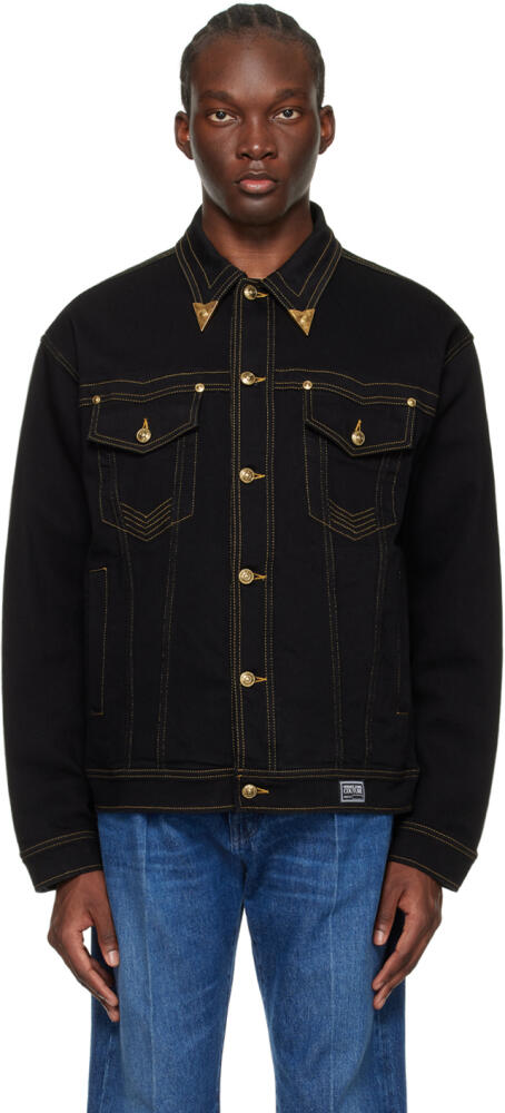 Versace Jeans Couture Black Patch Denim Jacket Cover