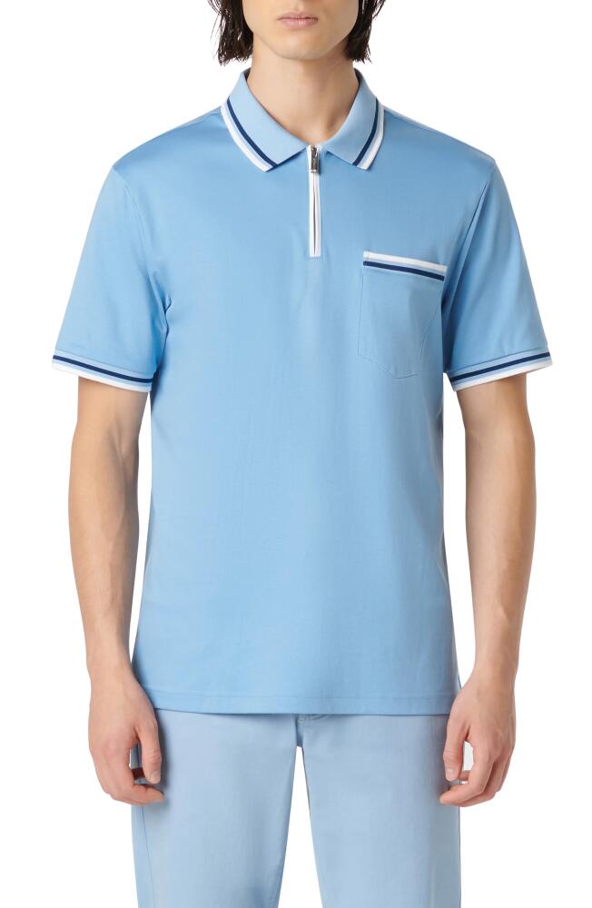 Bugatchi Quarter Zip Pocket Polo in Air Blue Cover