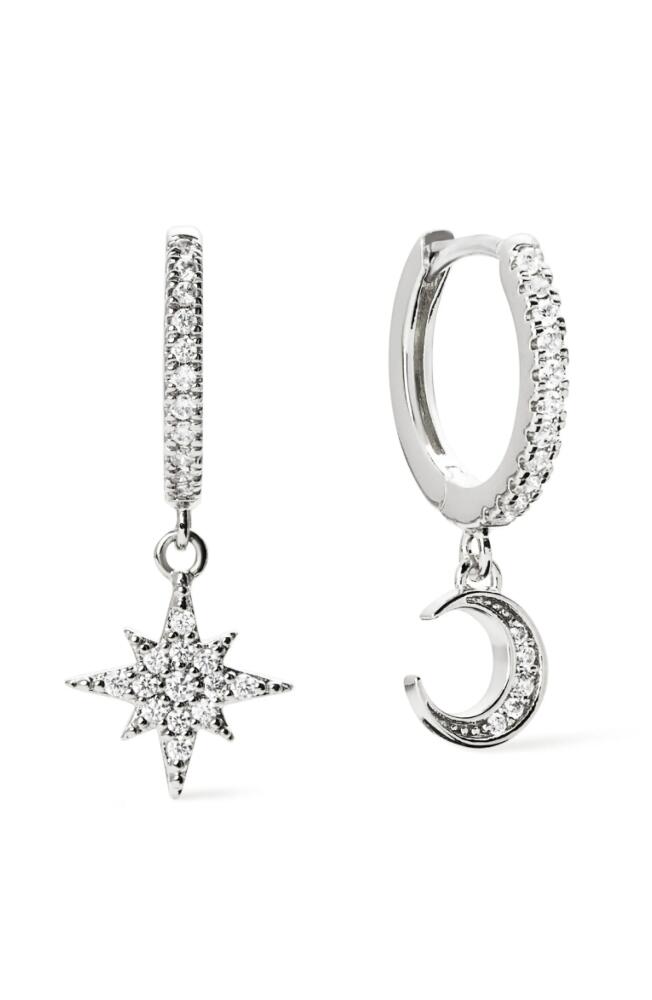 Ana Luisa Crescent Moon Huggie Hoops - Celeste in Silver Cover