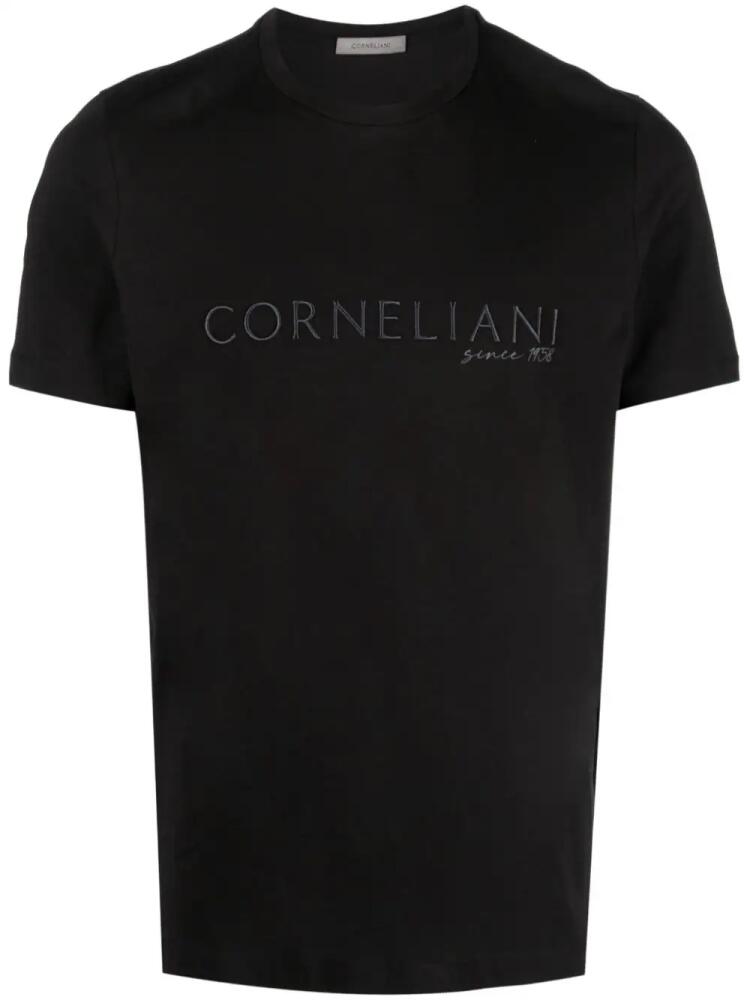 Corneliani logo-embroidered cotton T-shirt - Black Cover