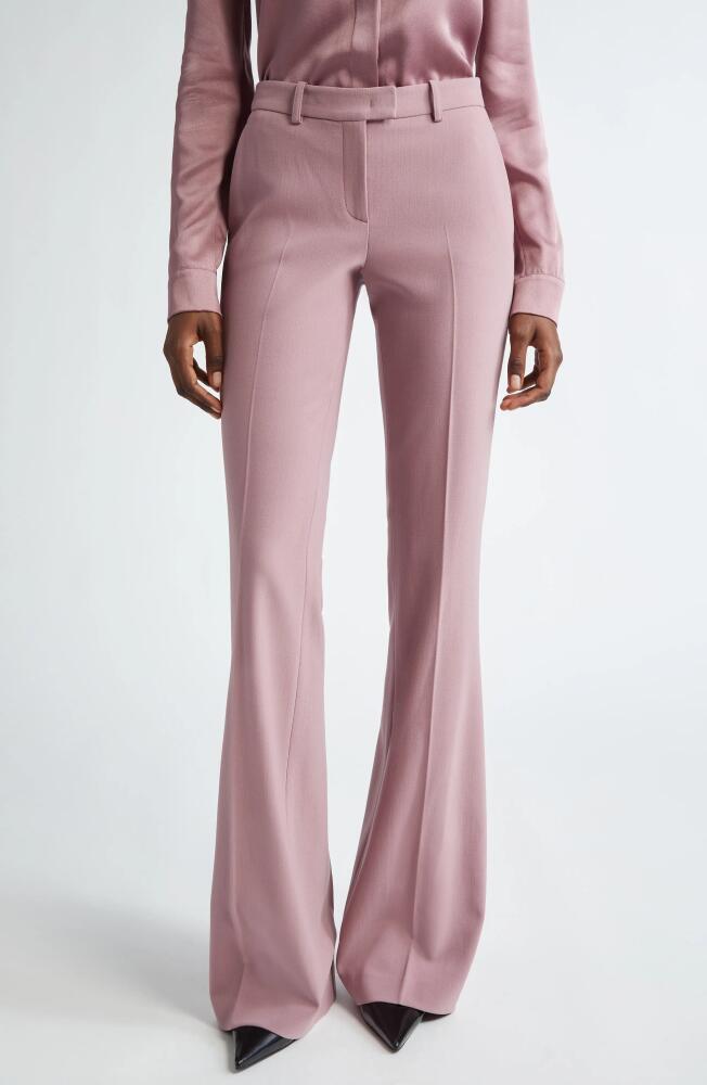 Michael Kors Collection Haylee Stretch Virgin Wool Blend Flare Leg Pants in Mauve Cover